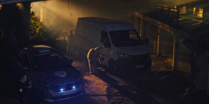 Police car and van at a night crime scene lit by orange streetlights – OPJ Season 5